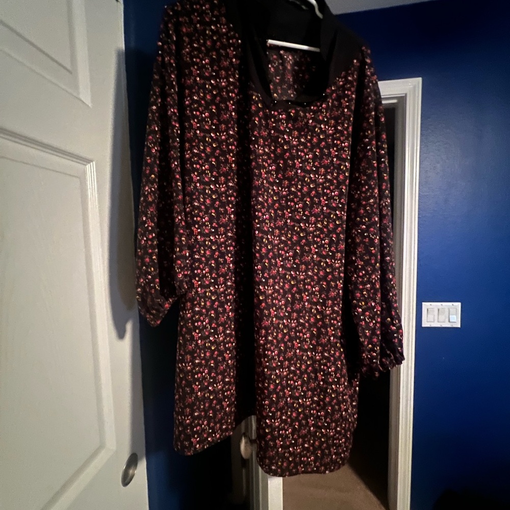 SHEIN Curve Black Floral Dress